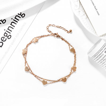 Bratara glezna dubla din inox cu inimioare [6]