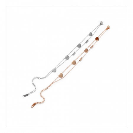 Bratara glezna dubla din inox cu inimioare [7]