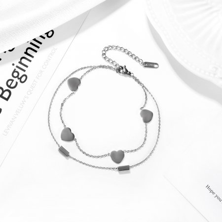 Bratara glezna dubla din inox cu inimioare [1]