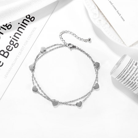 Bratara glezna dubla din inox cu inimioare [1]