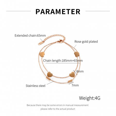 Bratara glezna dubla din inox cu inimioare [9]