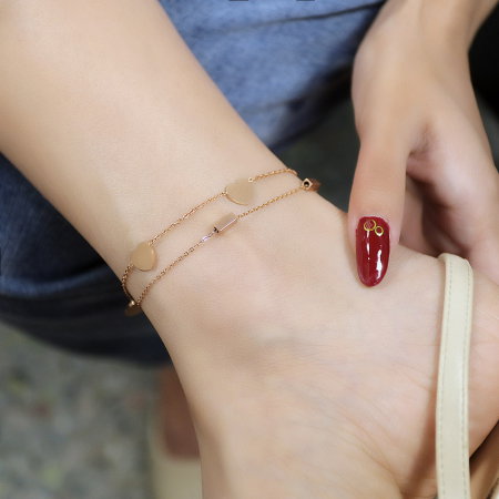 Bratara glezna dubla din inox cu inimioare [7]