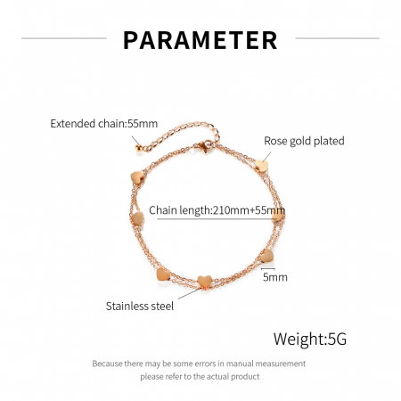 Bratara glezna dubla din inox cu inimioare [4]