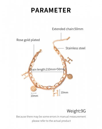Bratara glezna dubla din inox cu litera H [5]