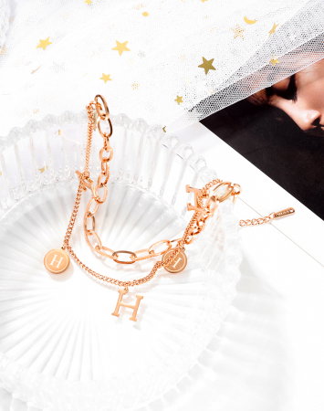 Bratara glezna dubla din inox cu litera H [8]