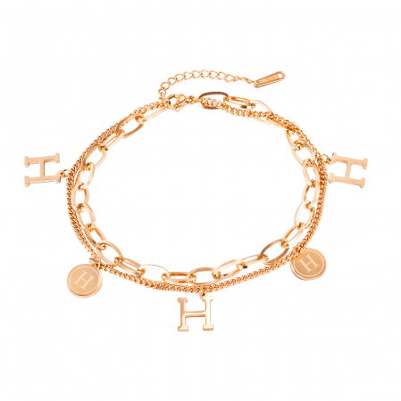 Bratara glezna dubla din inox cu litera H