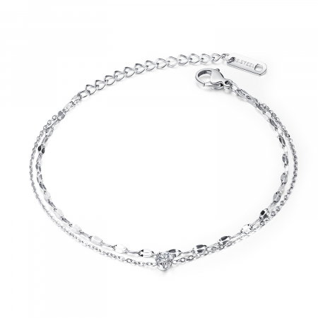 Bratara glezna dubla din inox cu zirconiu