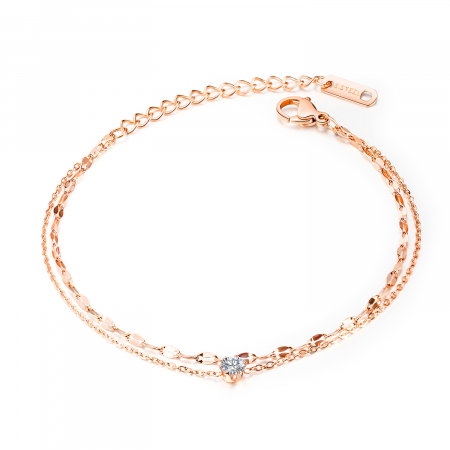 Bratara glezna dubla din inox cu zirconiu