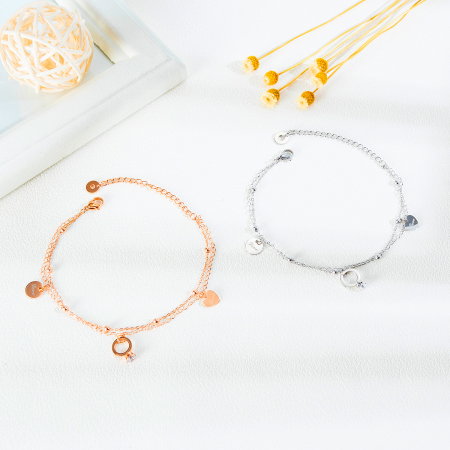 Bratara glezna dubla sin inox cu inima si inel [13]