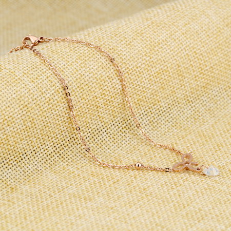 Bratara glezna inox aur roz cu fundita 25 + 5 cm [4]