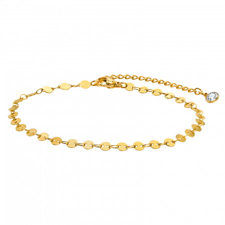 Bratara glezna inox auriu cu banuti 21 + 5 cm [0]