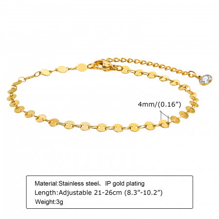 Bratara glezna inox auriu cu banuti 21 + 5 cm [2]