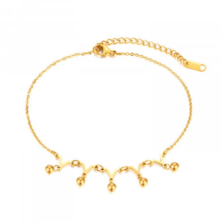 Bratara glezna inox auriu cu bilute 23 + 6,5 cm
