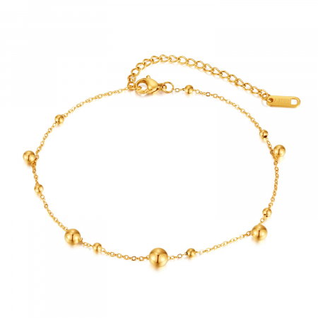 Bratara glezna inox auriu cu bilute 23 + 7 cm