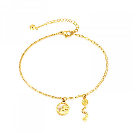 Bratara glezna inox auriu cu dolari si balansoar 27 cm