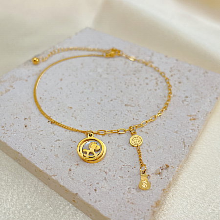 Bratara glezna inox auriu cu dolari si balansoar 27 cm [2]