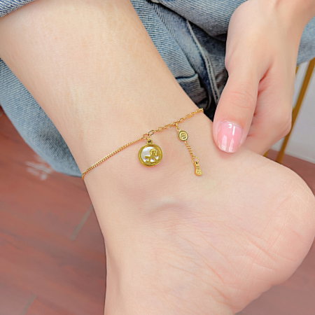 Bratara glezna inox auriu cu dolari si balansoar 27 cm [1]