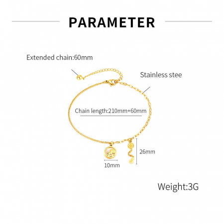 Bratara glezna inox auriu cu dolari si balansoar 27 cm [3]