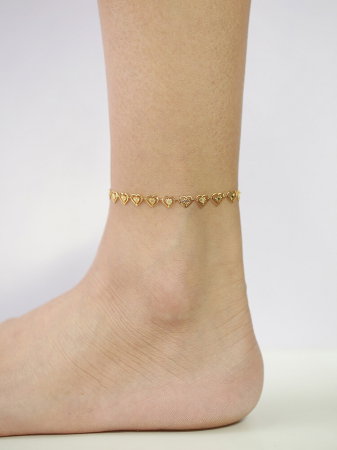 Bratara glezna inox auriu cu inimioare 21 + 5 cm [3]