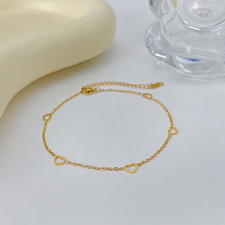 Bratara glezna inox auriu cu inimioare 28 cm [3]