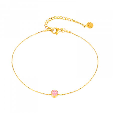 Bratara glezna inox auriu cu smily face 22 + 5,5 cm