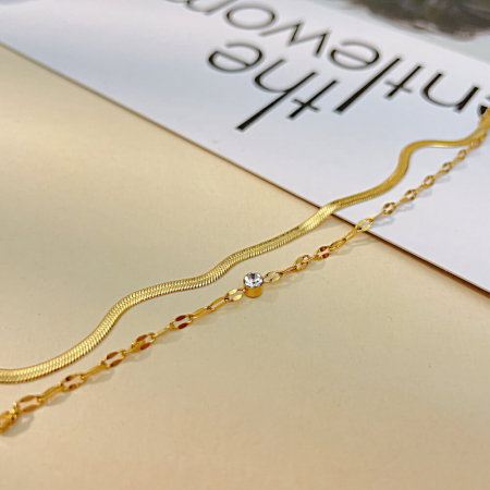 Bratara glezna inox auriu lant dublu 20 + 6,5 cm [4]