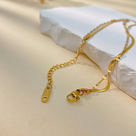 Bratara glezna inox auriu lant dublu 20 + 6,5 cm [5]