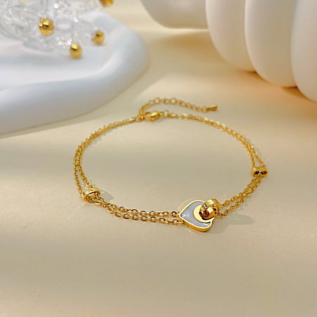 Bratara glezna inox auriu lant dublu cu abalone 21 + 5,5 cm [3]