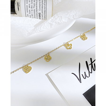 Bratara glezna inox cu flori, inimi si fluturi [3]