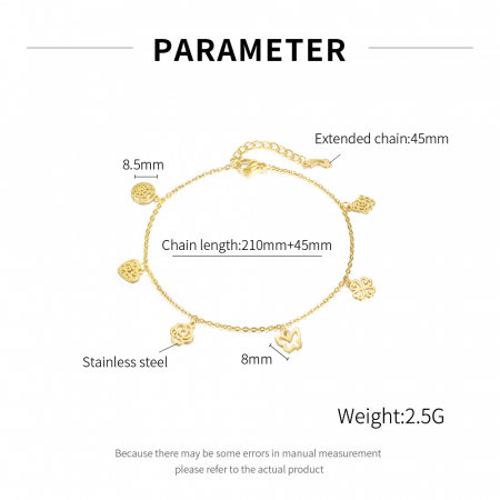 Bratara glezna inox cu flori, inimi si fluturi [5]