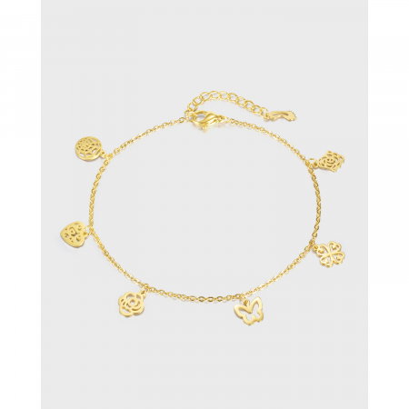 Bratara glezna inox cu flori, inimi si fluturi [13]