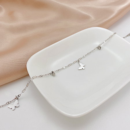 Bratara glezna inox cu fluturasi si zirconiu [3]