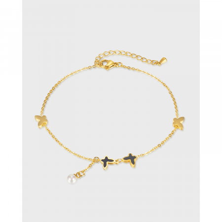 Bratara glezna inox cu fluturi si perla [14]