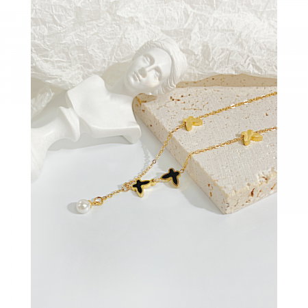 Bratara glezna inox cu fluturi si perla [2]