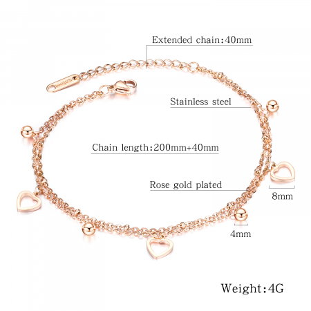 Bratara glezna inox cu inimioare si bilute [4]