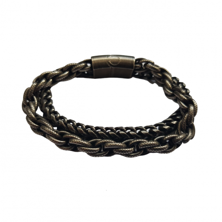Bratara dubla din inox antichizat cu 2 lanturi de 6 mm [0]