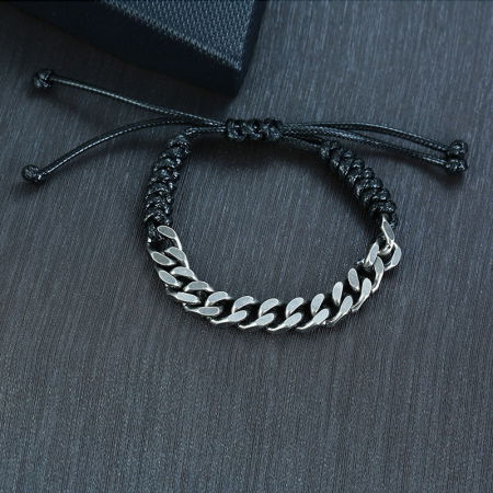 Bratara reglabila din inox cu sfoara ceruita