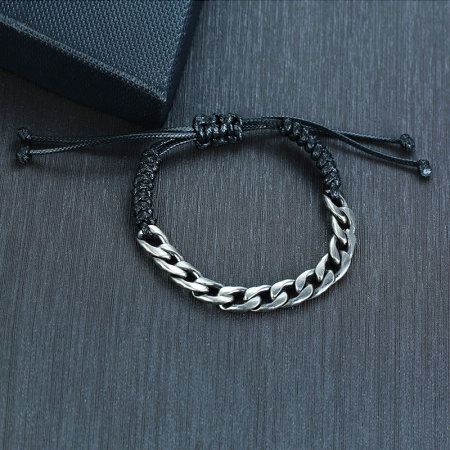 Bratara reglabila din inox cu sfoara ceruita [2]