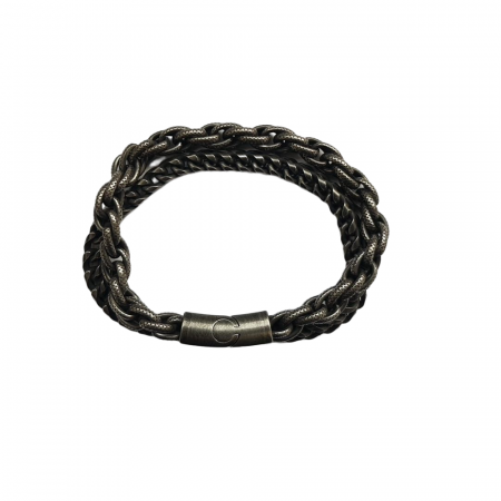 Bratara dubla din inox antichizat cu 2 lanturi de 6 mm [2]
