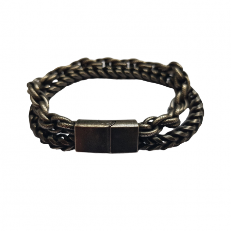 Bratara dubla din inox antichizat cu 2 lanturi de 6 mm [4]