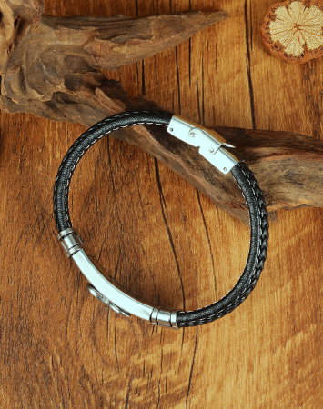 Bratara Infinity din inox si piele [9]