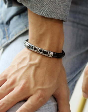 Bratara Infinity din inox si piele [5]