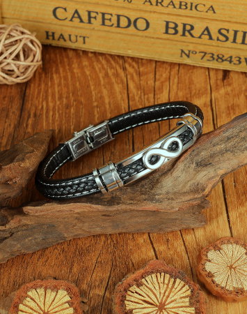 Bratara Infinity din inox si piele [14]