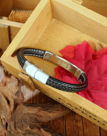 Bratara Infinity din inox si piele [7]