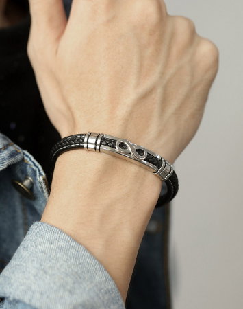 Bratara Infinity din inox si piele [11]