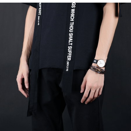 Bratara Infinity din inox si piele neagra cu drapelul Frantei [8]