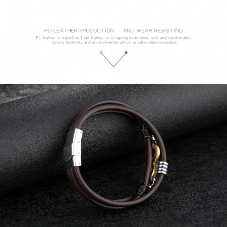 Bratara Infinity din inox si piele neagra cu drapelul Frantei [21]