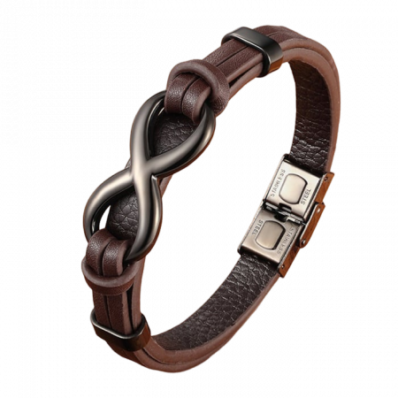 Bratara Infinity maro piele naturala si inox