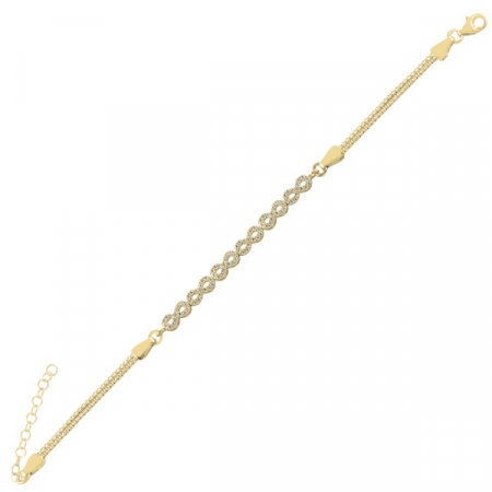 Bratara Infinity reglabila din argint 925 cu zirconii si lant dublu