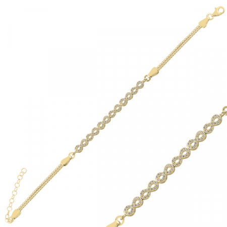 Bratara Infinity reglabila din argint 925 cu zirconii si lant dublu [1]